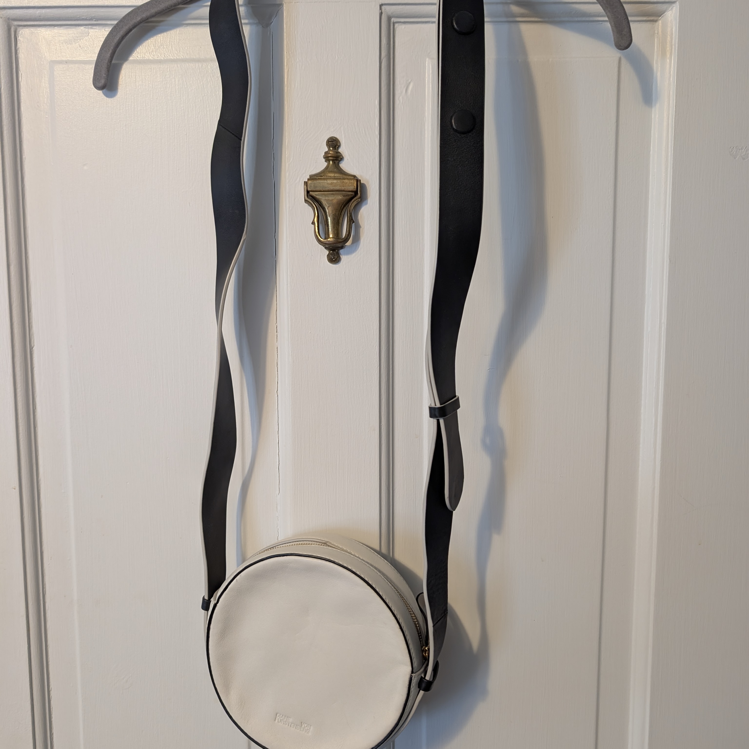 Diane Von Furstenberg Black And White Round Crossbody Bag